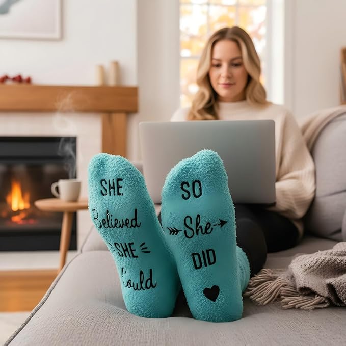 HAPPYPOP Fuzzy Gifts for Women Men - Book K-pop Divorce Inspirational Vegan Scary Film Socks