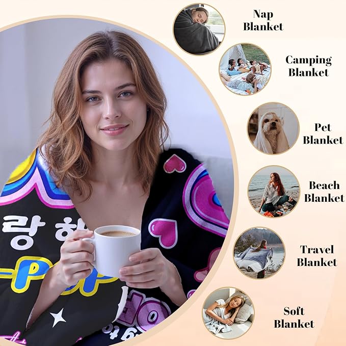Kpop Blanket Gifts for K-Pop Fans - Super Soft Flannel Kpop Blankets for Girls Teen Fans Bedding Couch Sofa - Korean Kpop Merch Fandom Throw for Idol Lovers Dorm Decor Christmas (Style 01, 60 X 80)