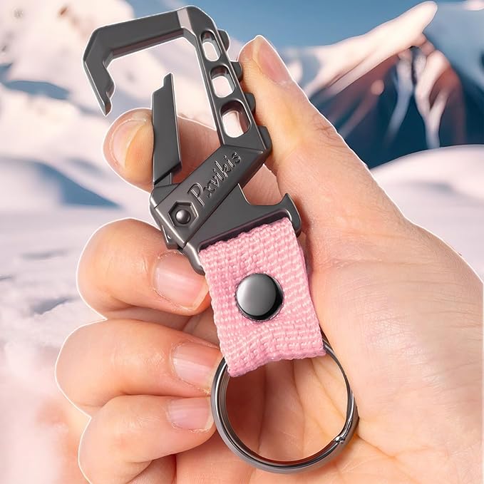 Pxvikis Metal heavy duty key chain carabiner clip bottle opener wrist lanyard ring car key fob unisex for men and women