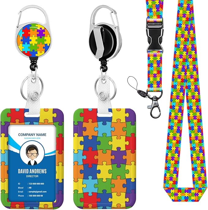 Lanyard for ID Badge Holder Badge Reel for Man Women Cute Nurse Teacher Name Tag Clip Retractable Keychain Heavy Duty Work Office Gifts Accessories