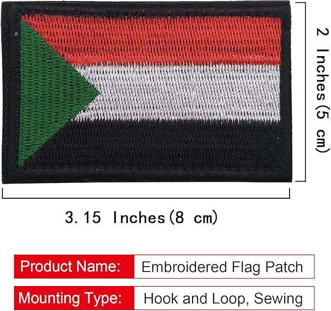 EmWoot 2PCS Sudan Flag Patch Embroidered Morale Patch Military Tactical Patches Hook and Loop