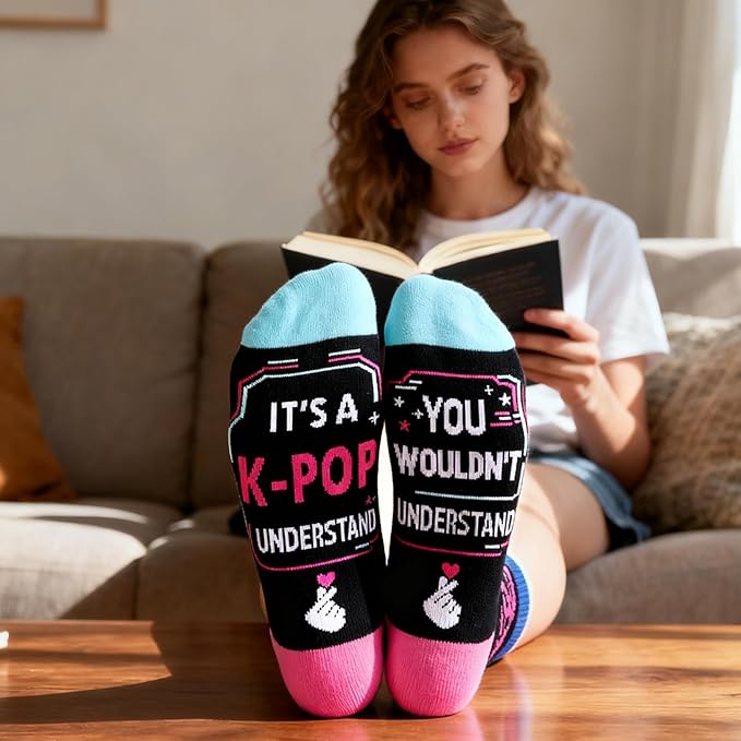 Kpop Socks, Kpop Merch for Girls, K Pop Fans, Lovers,K Pop Singing Socks for Singers 7-9 Years Girls, Music Gifts for Women, Teen Girl Valentines Day Gift, Korean K-pop Christmas Birthday Decorations
