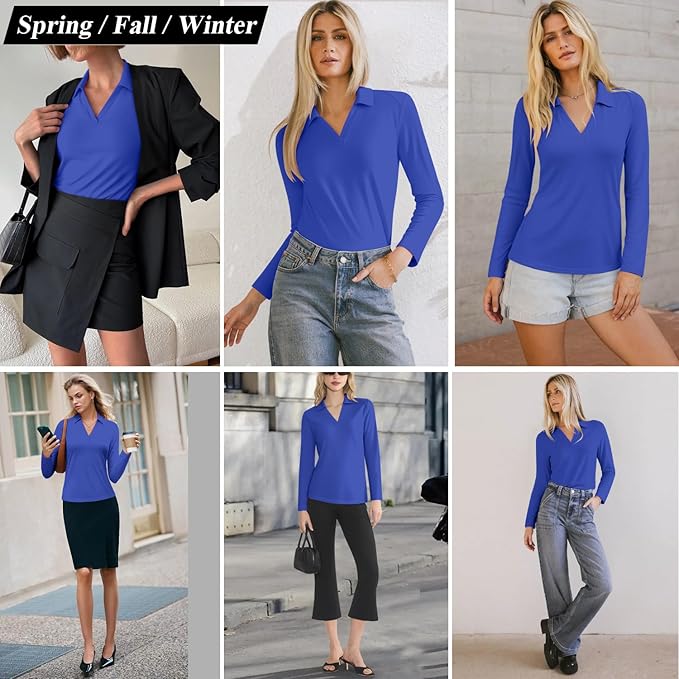 3/4 Length Sleeve Womens Tops Dressy Casual V Neck Polo Shirts Business Work Blouses 2025 Trendy Tunic Top