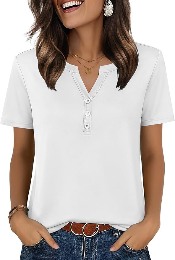 Zeagoo Womens Summer Tops V Neck Short Sleeve Shirts Dressy Casual Blouse Spring Vacation Tshirts Clothes