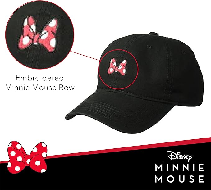 Disney Minnie Mouse Dad Hat, Cotton Adjustable Baseball Cap with Curved Brim