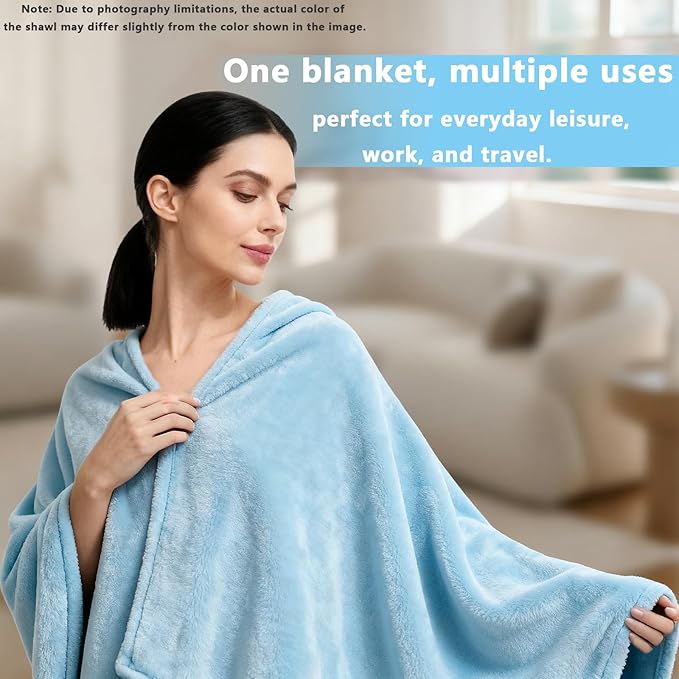 Women's Double Flannel Poncho - Snuggle Cape, Soft Warm Winter Wrap | Unisex Winter Wear for Home, Office, School