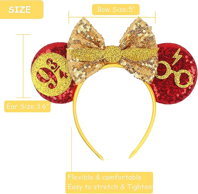Sequin Mouse Ears Headbands for Women Girls Boys, Glitter Bows Headband for Kids Adults Birthday Party Costume Halloween