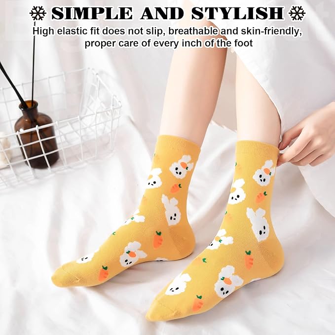 IIG 3-6 Pairs Womens Cute Animal Patterned Funny Novelty Cotton Crew Socks