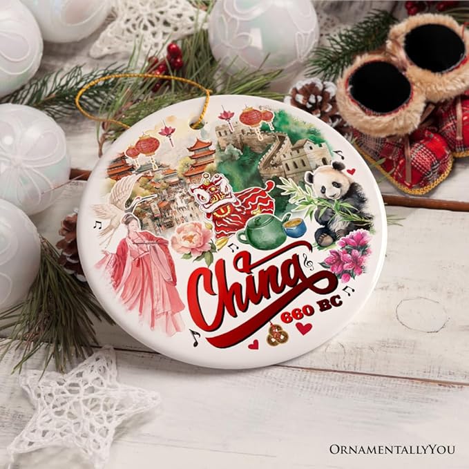 Vintage Artistic China Ornament, Chinese Heritage Gift and Keepsake