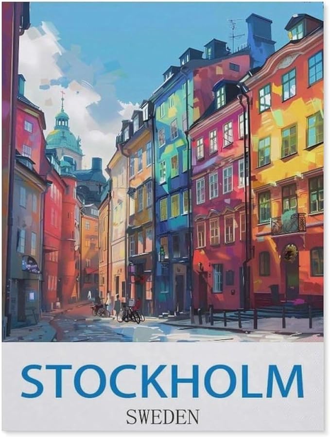 Puzzles for Adults Jigsaw Puzzles 1000 Pieces for Adults Kids，Stockholm Sweden，Wood Puzzle Jigsaw Puzzle Artwork Intellective Educational Toys Gifts（75x50cm）-CJ43