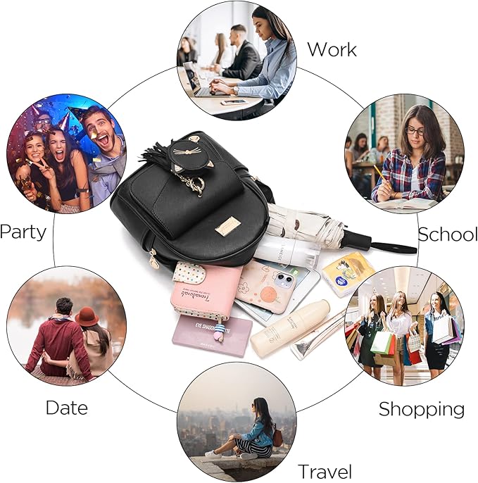 I IHAYNER Girls Fashion Backpack Mini Purse Backpack for Women Small Leather Backpack Purse for Teen Girls with Coin Purse | Backpack Purse, with Coin Purse