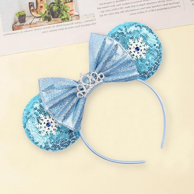 Sequin Mouse Ears Headbands for Women Girls Boys, Glitter Bows Headband for Kids Adults Birthday Party Costume Halloween