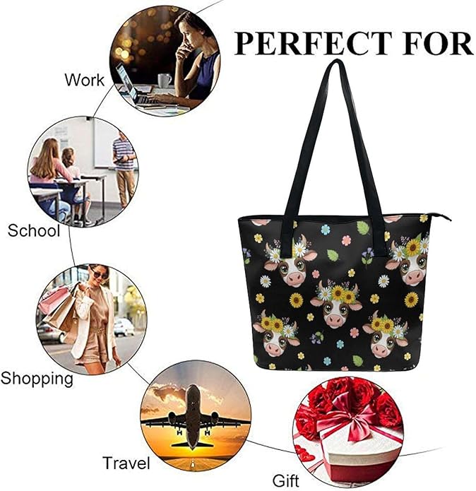 Fashion Leather Tote Bag Travel Work Daily Essentials Handbag Unisex Handbag
