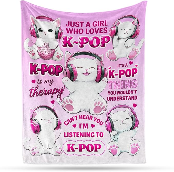 Kpop Blanket Gifts for K-Pop Fans - Super Soft Flannel Kpop Blankets for Girls Teen Fans Bedding Couch Sofa - Korean Kpop Merch Fandom Throw for Idol Lovers Dorm Decor Christmas (Style 02, 50 X 60)
