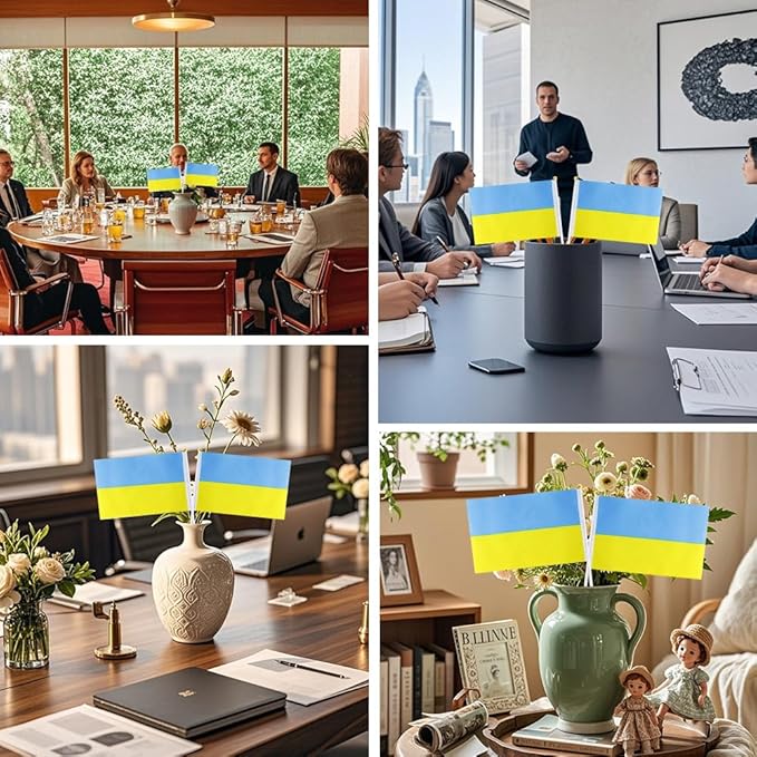 20 Pack Small Ukraine Flags on Stick Mini Handheld Ukrainian Flag for Parades, Independence Day and Patriotic Events 5x8 Inch Durable Weather-Resistant Flags with 12 Inch Sticks(Ukraine)