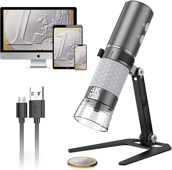 4K HD Wi-Fi Wireless Digital Microscope Camera Magnifier, Compatible for iPhone, iPad, Android Phones and PC