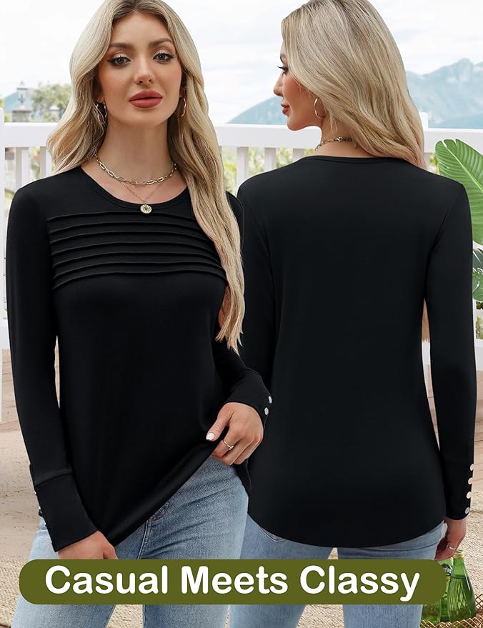 Blouses for Women Dressy Casual Long Sleeve Fall Fashion Tops Trendy Outfits for Work Office Shirts Thicker Clothes