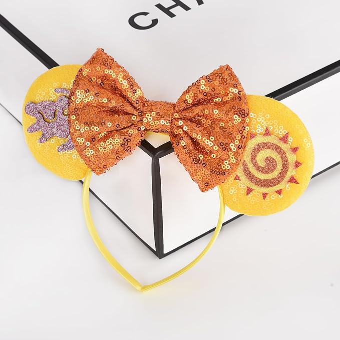 Seamoy Sequin Mouse Ears Headband, Lion King Animal Kingdom Park Ears, Sparkle Rose Gold Classic Ears Hairband