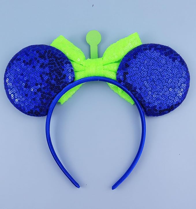LIHELEI Mouse Ears Headband, Aliens Blue Mouse Headbands for Boys Kids Birthday Party - Blue Aliens Headband