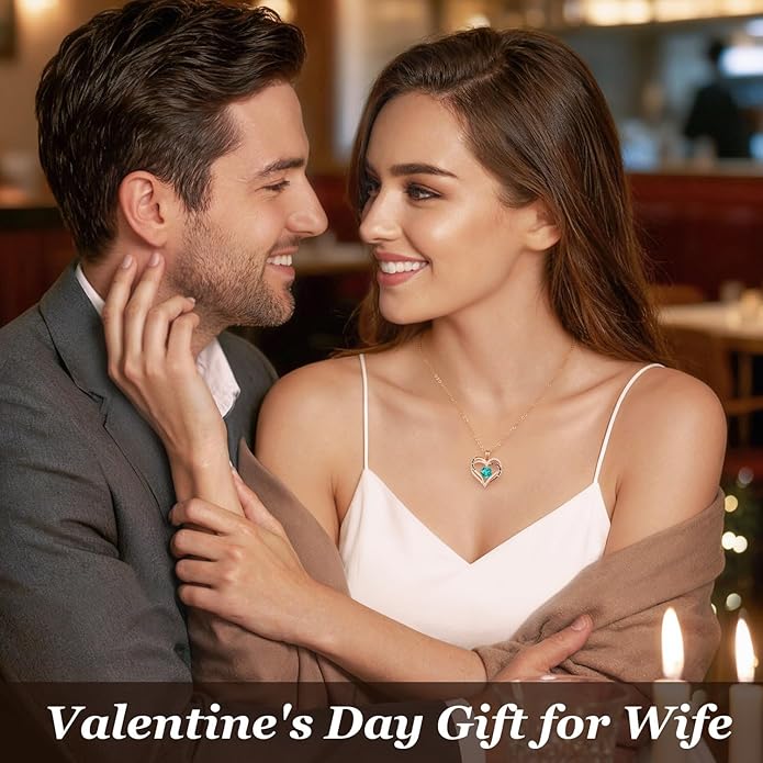 CDE Valentine's Day Gift Forever Love Heart Necklaces for Women, Wedding Anniversary, Birthday Mothers Christmas Day Gifts for Mom, Mother, Wife, S925 Silver Jewelry with Birthstone Pendant