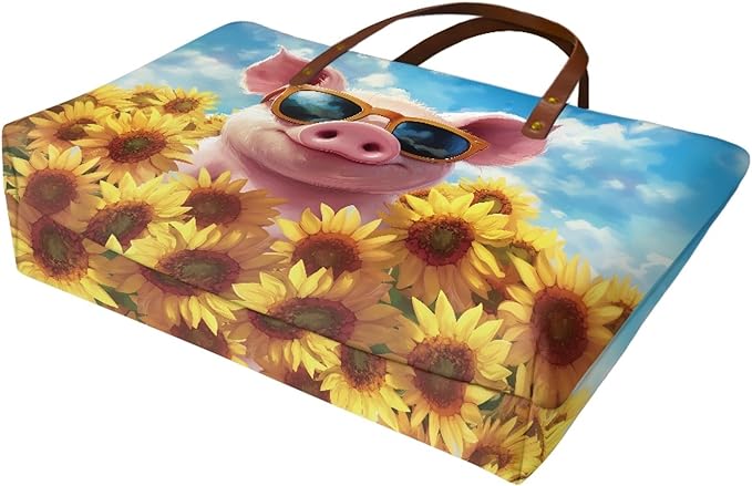 Womens Zip Up Tote Handbag Daisy Print Large Capacity Tote Purse Handbag Big Tote Bag Purse For Work Laptop