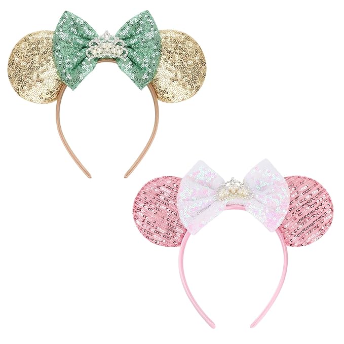 DRESHOW Mouse Ears Bow Headbands Glitter Party Decoration Cosplay Costume for Women