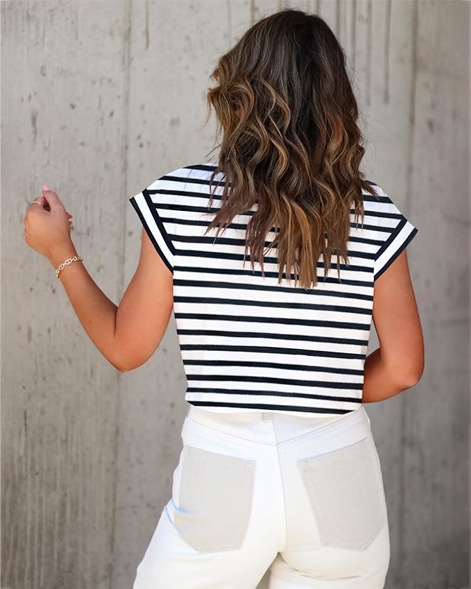 Tankaneo Womens Short Sleeve Cropped T-Shirts Summer Rolled Dolman Sleeve Crop Tops Casual Round Neck Solid Short Basic Tees