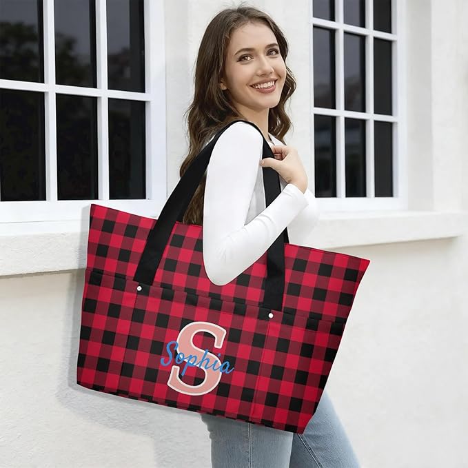 Custom Tote Bag for Women with Name Monogram for Work, Shopping, Travel, Beach