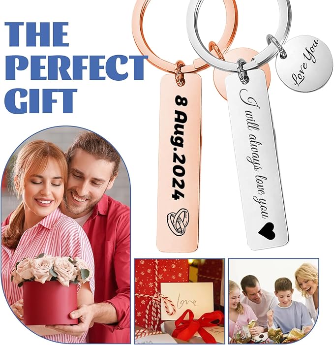 KBPTM Customized Double Sided Keychain - Personalized Engraved Text/Number/Name Keychain, Custom Key chain Gift for Boyfriend