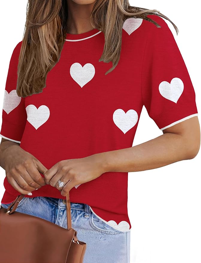 Zeagoo Women Short Sleeve Sweater Summer Crew Neck Dressy Casual Soft Knit Pullover Tops Trendy