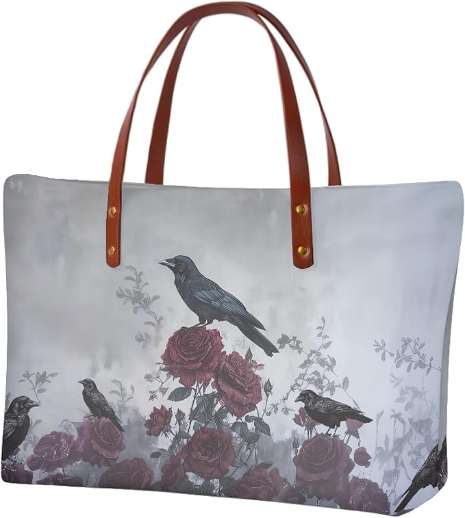 Womens Zip Up Tote Handbag Daisy Print Large Capacity Tote Purse Handbag Big Tote Bag Purse For Work Laptop
