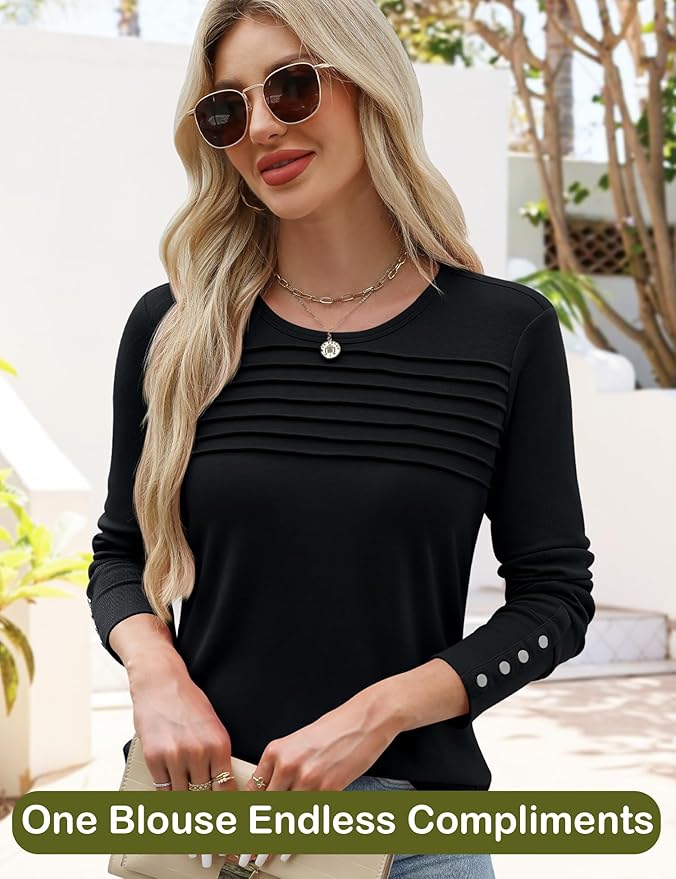 Blouses for Women Dressy Casual Long Sleeve Fall Fashion Tops Trendy Outfits for Work Office Shirts Thicker Clothes
