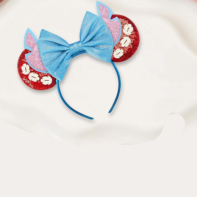 Sequin Mouse Ears Headbands for Women Girls Boys, Glitter Bows Headband for Kids Adults Birthday Party Costume Halloween