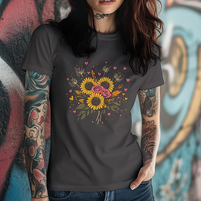 Cute Graphic T-Shirts for Women Crewneck Short Sleeve Tees Vintage Y2K Tops Loose Casual Summer Boho Outfits