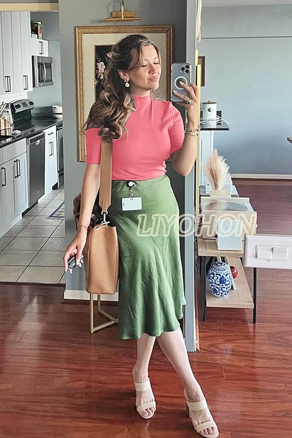LIYOHON Womens Tops Dressy Casual Mock Turtleneck Business Short Sleeve T Shirts Going Out Tops 2026