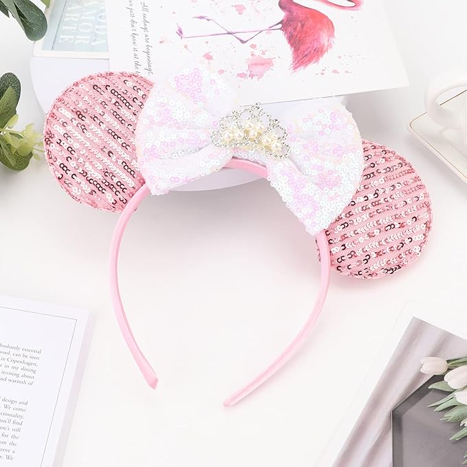 DRESHOW Mouse Ears Bow Headbands Glitter Party Decoration Cosplay Costume for Women