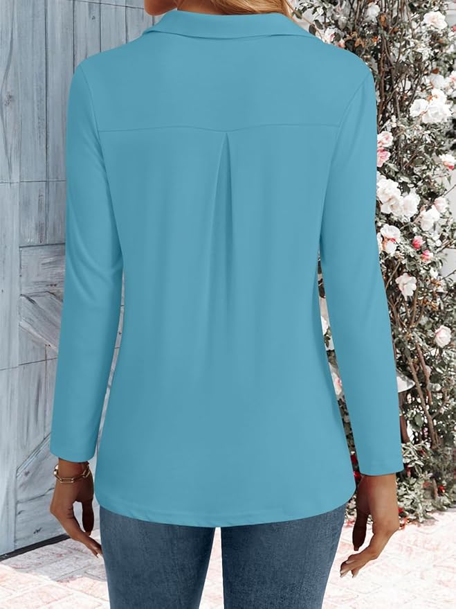 3/4 Length Sleeve Womens Tops Dressy Casual V Neck Polo Shirts Business Work Blouses 2025 Trendy Tunic Top