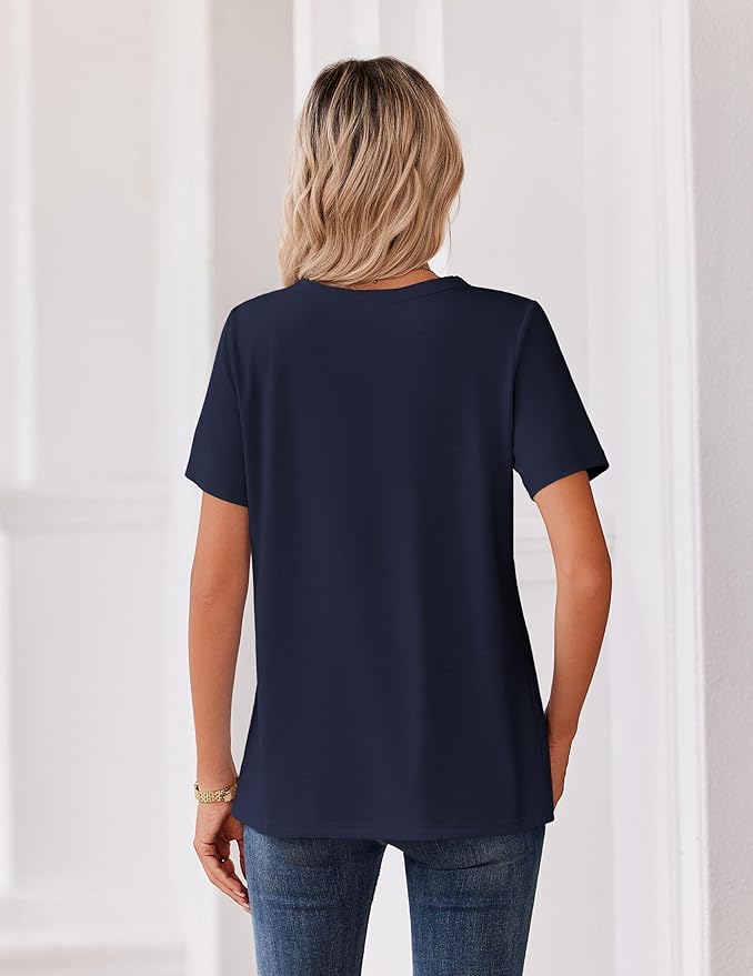 Zeagoo Womens Summer Tops V Neck Short Sleeve Shirts Dressy Casual Blouse Spring Vacation Tshirts Clothes