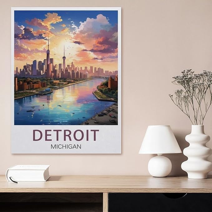 Jigsaw 1000 Pieces，Detroit Michigan，DIY Art for Grown Ups Adults（38x26cm）-BF54