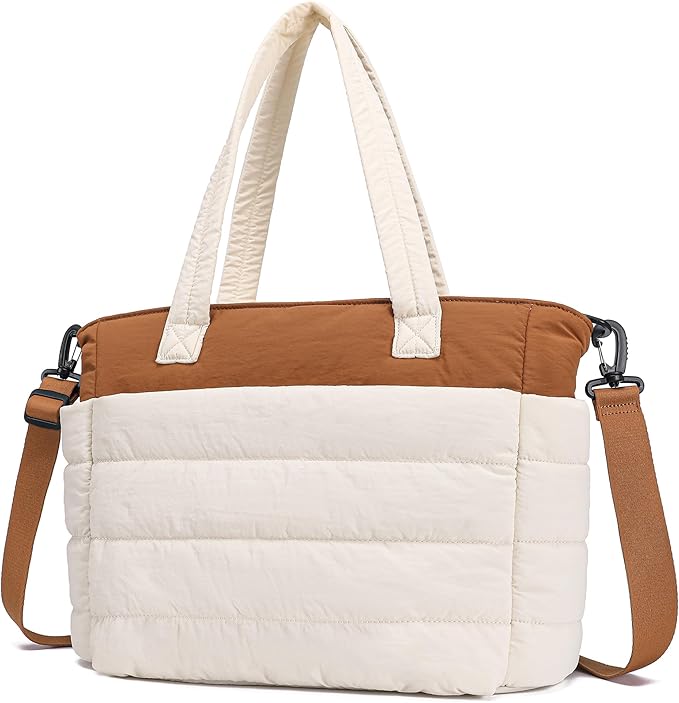 AOCINA Puffer Tote Bag for Women Quilted Work Bag Nurse Bags Women's Shoulder Handbags for Travel Gym Gifts Laptop Purse