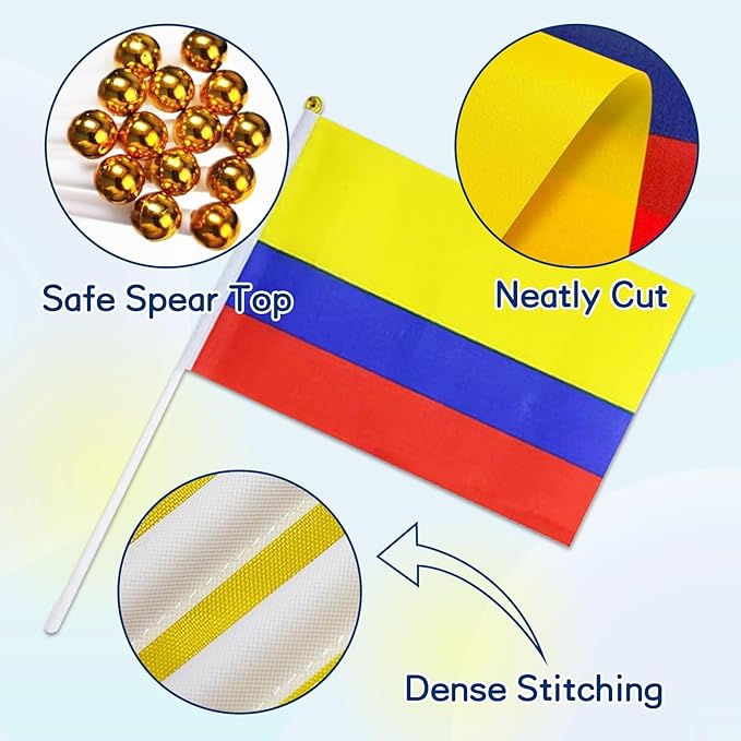 Colombia Flag Small Colombian Flag 12 Pack Mini Hand Held Colombian Flags on Sticks for Party Parades Sports Events Patriotic Holiday Decorations