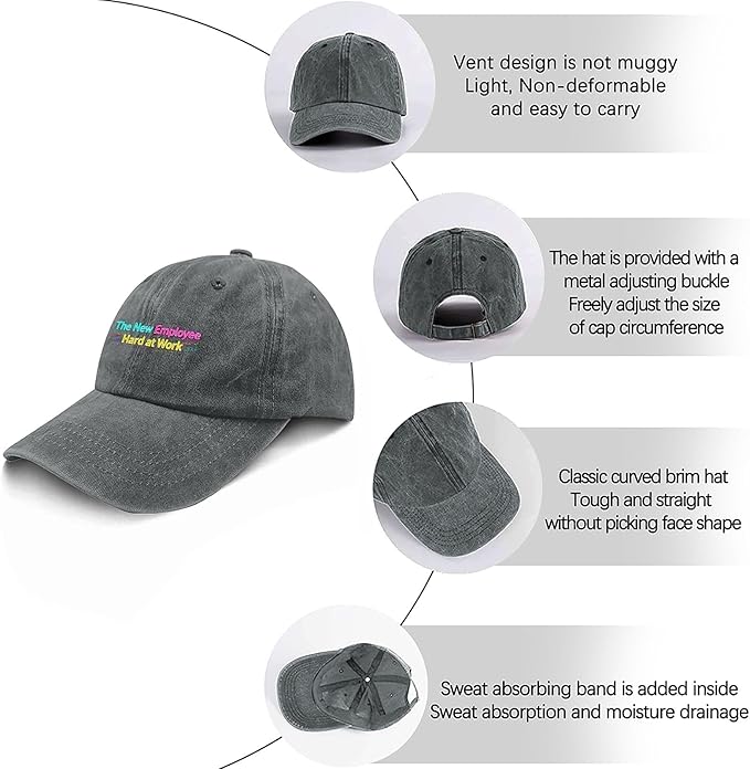 The New Employee Hard at Work Sport Hats for Men Light Weight Caps