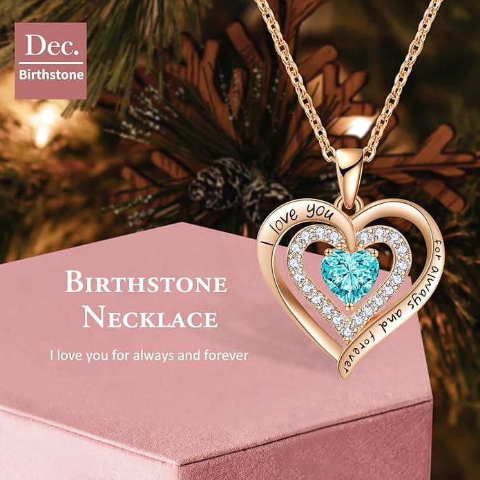 REDBEE Necklaces for Women Birthstone Heart Necklace Jewelry for Wife Girlfriend Woman Necklace