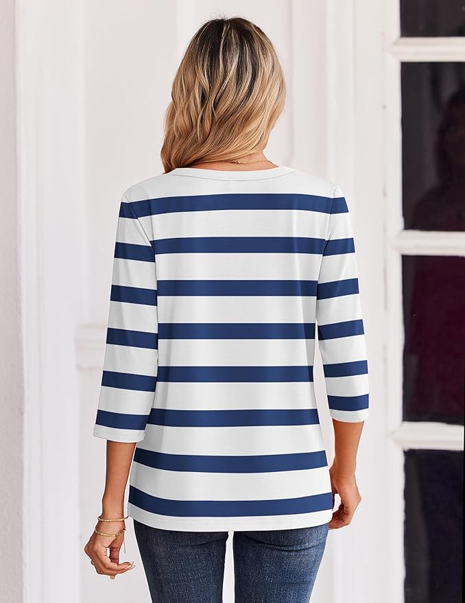 Zeagoo 3/4 Length Sleeve Womens Tops Casual Dressy Summer Blouses Buisness Work Spring Tee Shirts