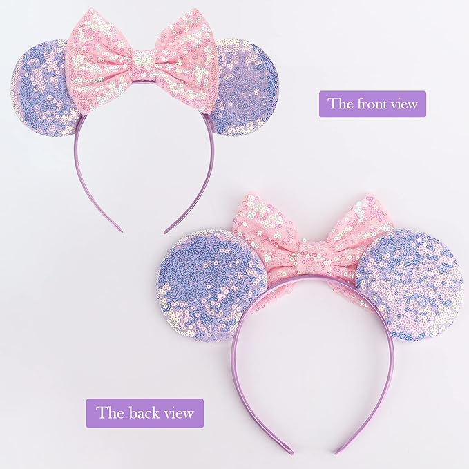 DRESHOW Mouse Ears Bow Headbands Glitter Party Decoration Cosplay Costume for Women
