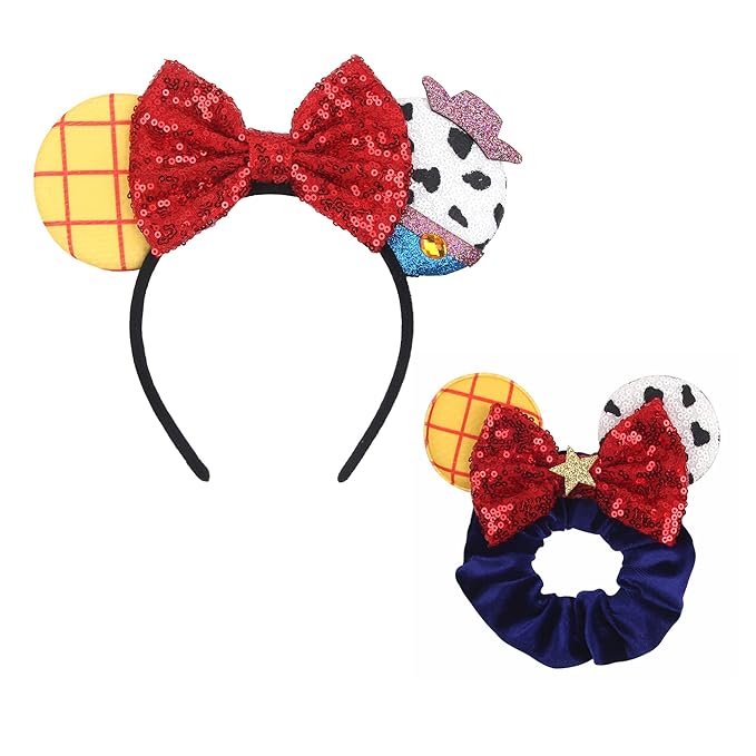 zhezesmila Toy Story Mic Ears Headband Toy Inspired Mouse Ears Scrunchies for Women Hair Accessories Cosplay Party Decorations