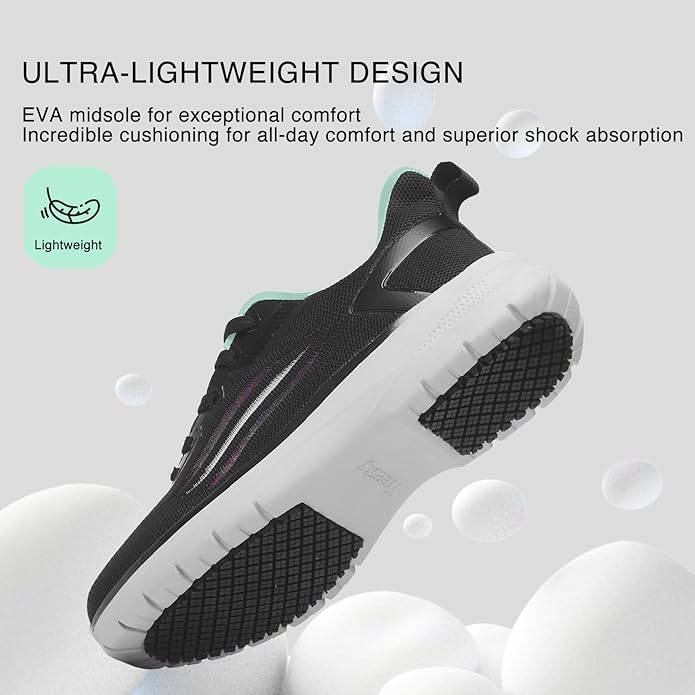 Treesky Non Slip Work Shoes for Women in Food Service - Slip Resistant, Comfortable & Lightweight Sneakers, Suitable for Restaurant, Kitchen & Nursing Crews