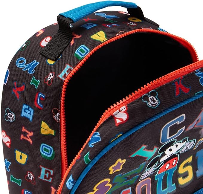 Disney Store Official Mickey Mouse Letters Backpack - Kids Backpack with Embroidered Accents, Adjustable Straps, Zip Compartments & Mesh Pockets, Screen Art Featuring Mickey Mouse