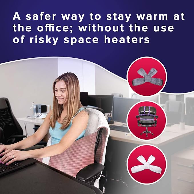 The Original Office Chair Blanket by SnuggleBack; Cozy Comfy Office Desk Chair Wrap Attaches for Convenient Heat and Hands-Free. Stay Warm In The Winter or Summer. Sherpa Fur Lining