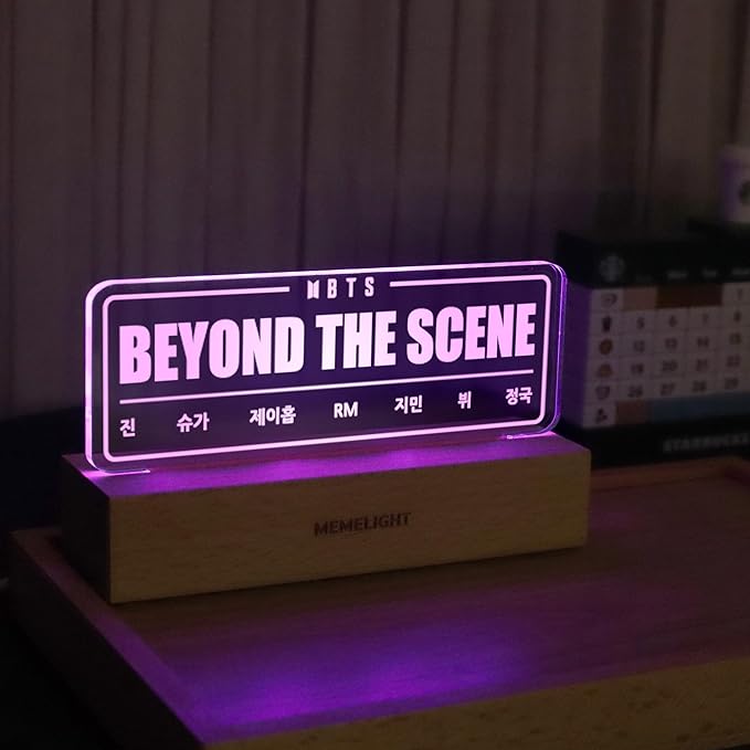 MEMELIGHT BTS Night Light, Beyond The Scene Lamp, Kpop Merchandise, Korean Idol Lamp for Army, 7RGB Color, Dimmer, 8.3 x 4.2 x 1.7